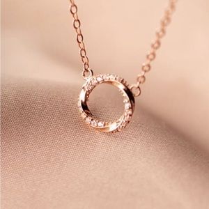 925 Sterling Rose gold Rhinestone Geometric Minimalist Necklace